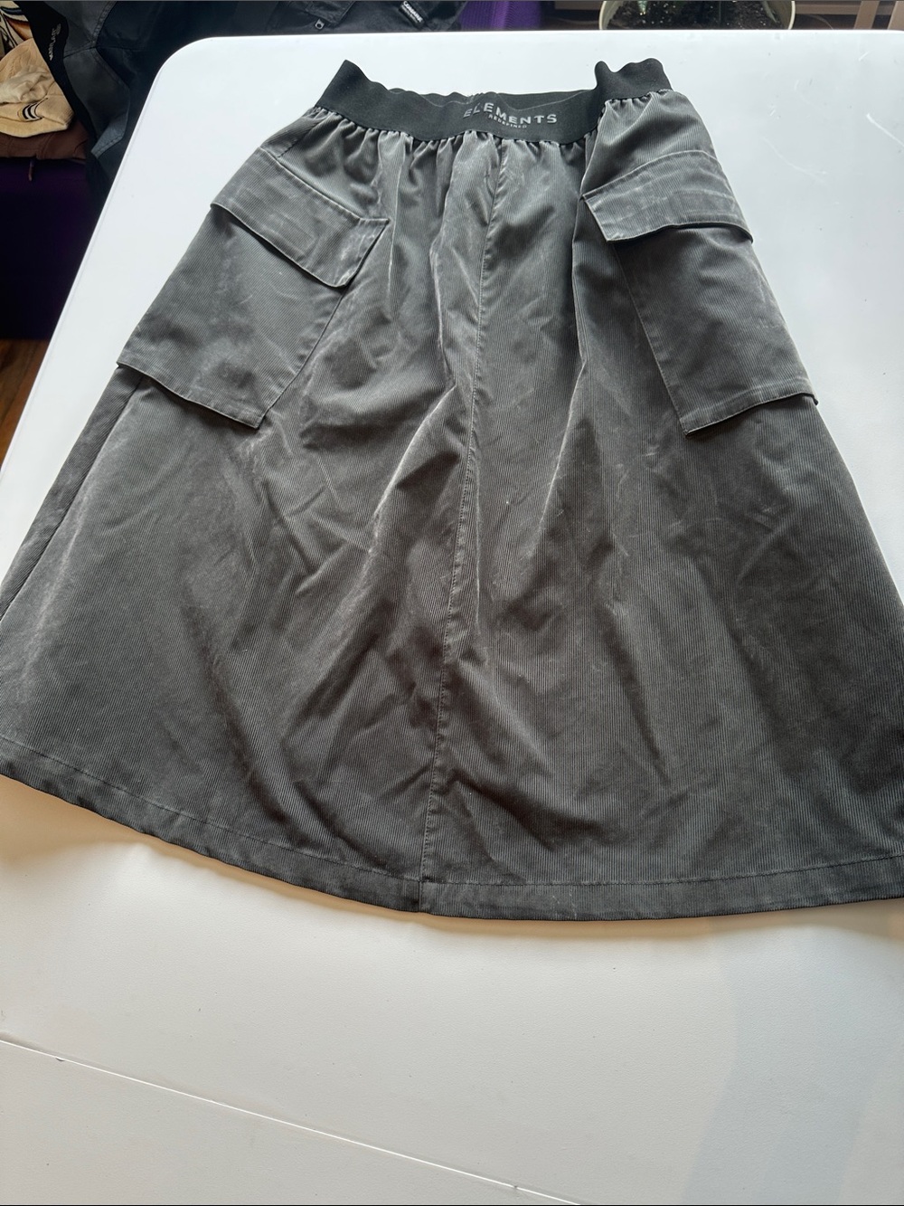 Element Dark Gray A-Line Cargo Skirt with Elastic Waistband